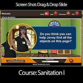 Screen shot of online ce massage course from TexasCEU game example